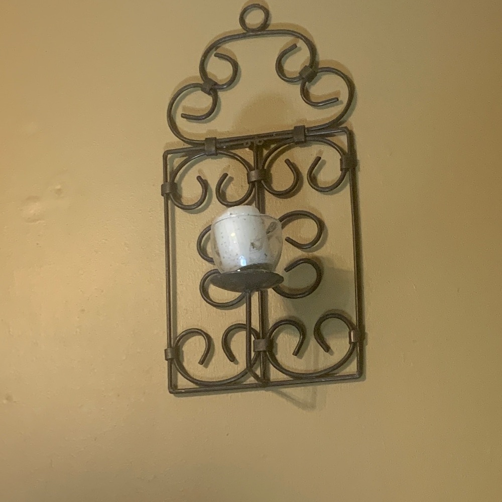 Elegant 2 matching Brown Wall Sconce with clear glass cup.